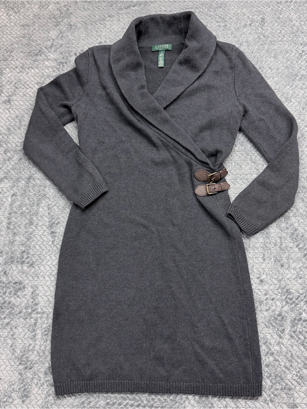 Lauren Ralph Lauren Haddon Hall Sweater Dress in Granite Grey Size Medium - Picture 3 of 12